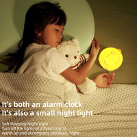 Jam Alarm Digital dekorasi rumah, Dioperasikan dengan baterai, lampu malam silikon sentuhan pintar, jam meja LED dengan perubahan warna