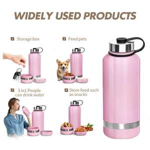 Bouteille <span class=keywords><strong>d</strong></span>'<span class=keywords><strong>eau</strong></span> 3-en-1 en acier inoxydable pour animaux de compagnie, gourde de voyage pour chien, offre spéciale - Product Image 4