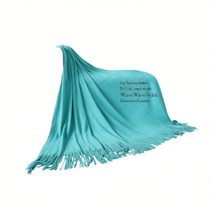 Plaid en acrylique tricoté bleu sarcelle, chaud et élégant, accessoire décoratif pour lit, canapé et salon - Product Image 1