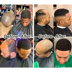 Vente en gros 100% <span class=keywords><strong>cheveux</strong></span> humains Topper Afro bouclés/droits peau mince Pu Buzz Cut hommes perruque toupet système de remplacement de <span class=keywords><strong>cheveux</strong></span> pour hommes noirs - Product Image 3