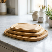 Planche à découper en bambou naturel écologique en gros, coins arrondis, trou de suspension, planche de préparation de cuisine antidérapante