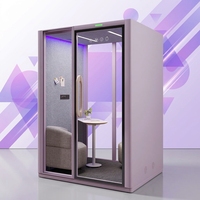 Cabines téléphoniques modulaires modernes insonorisées pour bureaux, avec éclairage LED, pour centres commerciaux, gares de train et stations de métro, et système de ventilation
