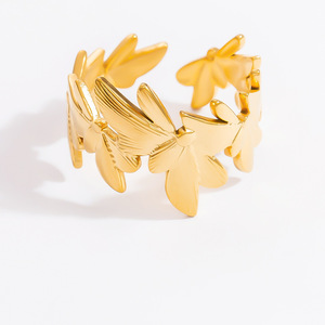 Fashion <b>Rings</b> For Women Gold Tone Bowknot Design Party Jewelry <b>Statement</b> <b>Rings</b> Stainless Steel Lightweight Luxury Style - Product Image 5