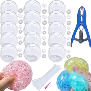 Kit de 15 pièces pour la fabrication de balles anti-stress en silicone DIY, avec revêtements transparents et outil de gonflage à pompe à air - Product Image 1
