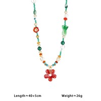 Collier DIY perlé en acier inoxydable inaltérable avec breloque fleur champignon en pierre naturelle