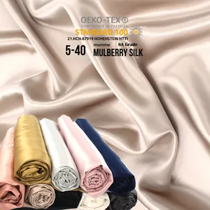 Silk Fabrics Wholesale Good Price Clothing Raw Pure Silk 114CM 22MM Grade 6A Mulberry Charmeuse 100% Silk Fabric for dresses