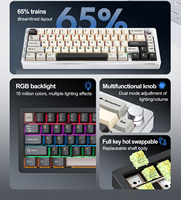 Clavier mécanique R65 RGB en aluminium, clavier sans fil BT à trois modes, clavier de jeu personnalisé à commutation à chaud pour ordinateur