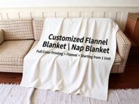 Couverture en flanelle sherpa personnalisable, double couche, chaude, imprimée numériquement, idéale pour la maison ou la promotion