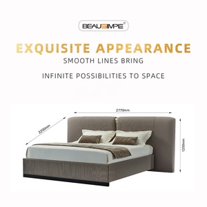 Cama King Size para Dormitorio, Doble, Personalizada, Moderna, de Cuero Italiano, el Mejor Juego de Dormitorios, Vogue, Pantalla Ancha, Estructura de Cama de Lujo de Alta Gama - Product Image 5