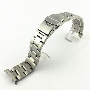Livraison rapide 20mm 22mm argent brossé Jubilé solide en acier inoxydable extrémité incurvée <span class=keywords><strong>Bracelet</strong></span> en métal plaqué or avec fermoir papillon - Product Image 3