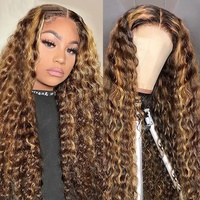 Peluca frontal de encaje transparente HD sin pegamento 13x6 / 13x4, cabello humano virgen vietnamita, onda profunda larga, con reflejos pre-arrancados