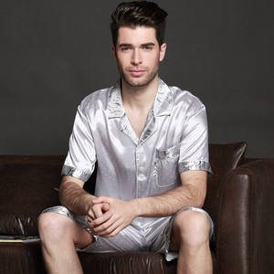 All'ingrosso set di <span class=keywords><strong>pigiami</strong></span> di seta in raso personalizzato da uomo di T-Shirt pantaloncini pigiama pigiama vestiti <span class=keywords><strong>pigiami</strong></span> - Product Image 5