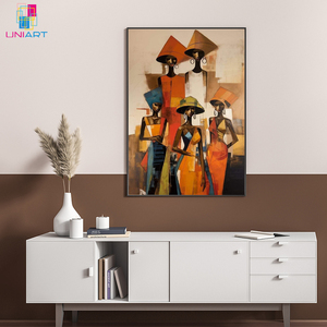 UNIART pittura etnica della famiglia tribale arte della parete stile africano opere d'arte con cornice di tela stampa arte della parete per la decorazione della casa - Product Image 2