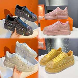 Chaussures de marche décontractées pour femmes, à lacets, entièrement ornées de strass, luxueuses et tendance, avec semelle extérieure en caoutchouc, bout rond, antidérapantes - Product Image 6