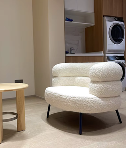 White <strong>Bedroom</strong> &amp; Balcony Lounge <strong>Chair</strong>: Minimalist Makeup <strong>Chair</strong> <strong>for</strong> <strong>Small</strong> Spaces, Modern Single-Seater Sofa - Product Image 4