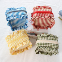 Collection pour filles : Mini trousse de maquillage carrée à carreaux, sac de rangement zippé pour femme, idéal pour bijoux, voyages et articles de toilette
