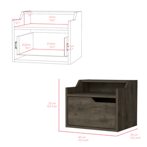 <b>Floating</b> Nightstand Chester Dark Brown Bedroom Storage Cabinet - Product Image 6