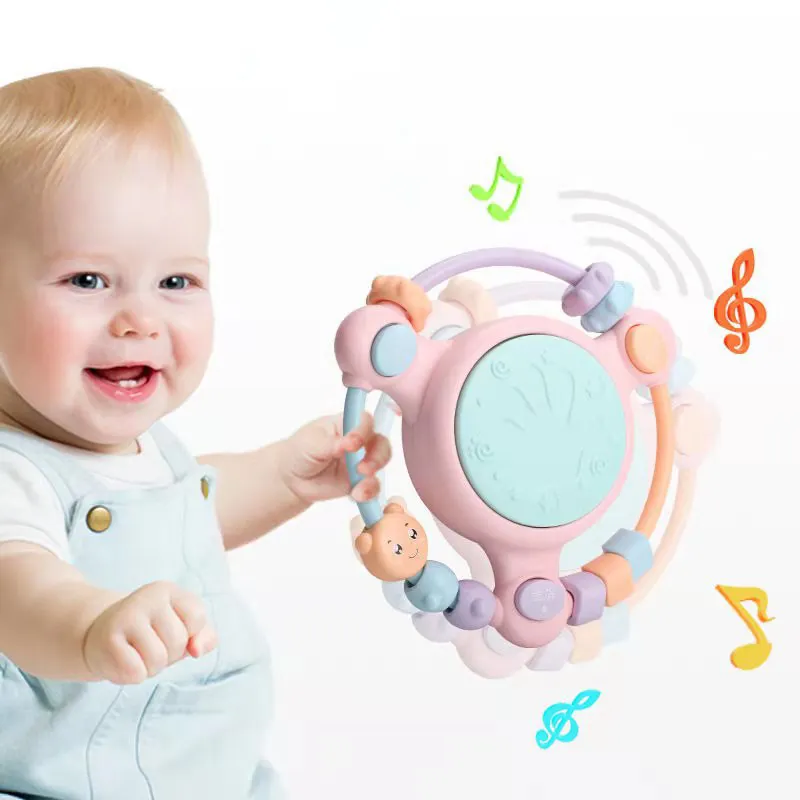 Mainan Drum Tangan Musik Elektronik Bayi Mainan Pendidikan Anak-anak Bayi Tepuk Tangan Mainan Pendidikan Awal dengan Manik-manik Warna-warni