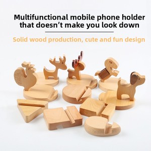 Support de téléphone portable et de bureau multifonctionnel en bois massif, design animal mignon, personnalisable par Zhifan, pour bureau et table de chevet - Product Image 3