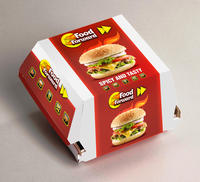 Emballage alimentaire jetable personnalisé en carton de qualité alimentaire pour hamburger, boîte à hamburger en papier kraft à clapet