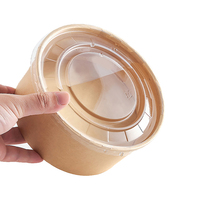 JIJID Bol jetable en papier pour salade de fruits 1000ML Bol à salade en papier kraft à emporter avec couvercle
