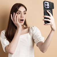 Étui de téléphone antichoc rotatif robuste pour Redmi 15C A5 Note 14 13 Pro avec support magnétique pour appareil photo coulissant