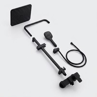 Système de douche de luxe noir mat à montage mural, mitigeur eau chaude/froide en laiton durable, vente directe usine