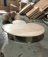 Table basse moderne à double plateau en marbre travertin coloré