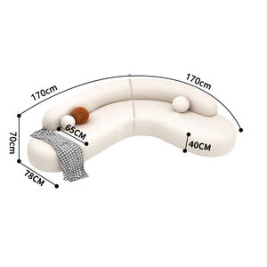 Ensemble de canapés d'angle de style crème de designer simple pour petit appartement, réception à domicile, salon de beauté, bureau de vente-pour les aires de repos - Product Image 6