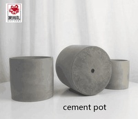 Pot bunga semen bulat, dengan dudukan kayu dalam ruangan luar ruangan Pot tanaman beton bentuk silinder rak sukulen penggunaan lantai Desktop