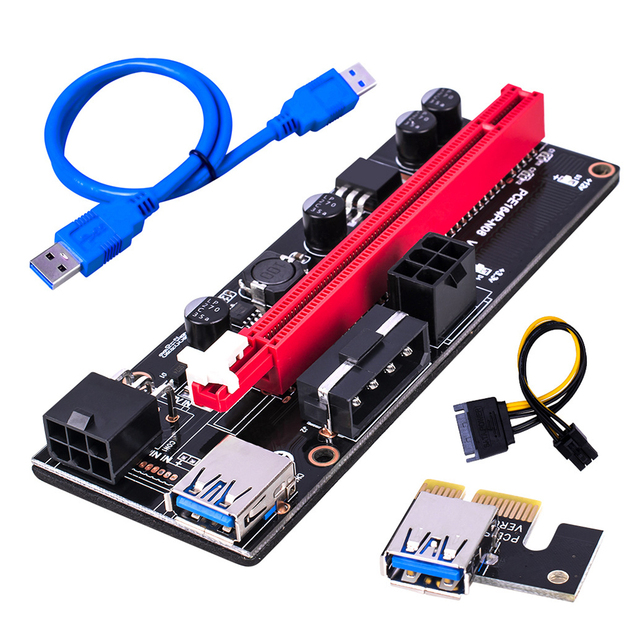 VER009S Newest USB 3.0 PCI-E Riser VER 009S PCI SATA 15Pin to 6 Pin Power Express 1X 4x 8x 16x Extender Pcie Rise Adapter Card