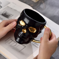 Cadeau d'Halloween et de Noël, tasse en céramique créative de forme irrégulière et amusante en forme de crâne, décoration artistique amusante en céramique, tasses