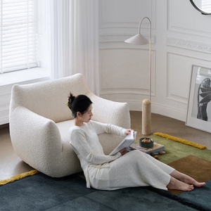 Sillón Reclinable de Terciopelo Sherpa Blanco Retro Francés Zayshine, Sillón Giratorio para Sala de Estar, Dormitorio, Apartamento Modular, Villa, Sofá - Product Image 5