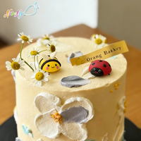 Listo para Enviar, en Stock, No Tóxico, Apto para Alimentos, Hecho a Mano, Decoración Comestible en Forma de Insecto 3D, Abeja, Mariquita, Adorno de Azúcar para Pasteles de Panadería