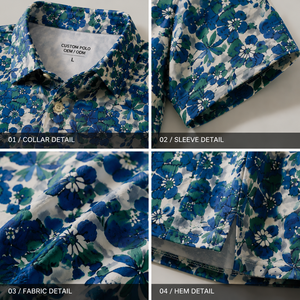 Polo de Golf Azul con Diseño Floral para Hombre, Personalizado, Premium, de Alto Rendimiento, Absorbente de Humedad, Marca Privada, Ropa de Resort, OEM - Product Image 3