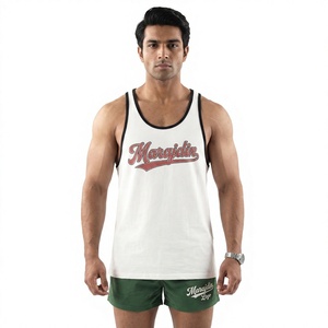 Australia USA True Sizing Men's White Tank <b>Top</b> With Red Logo Print Casual Style O-Neck Sleeveless <b>Top</b> - Product Image 1