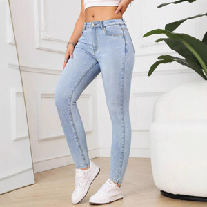 Jean slim pour femme, bleu clair, haute élasticité, grande taille, tailles européennes et américaines 0XL à 6XL - Product Image 2