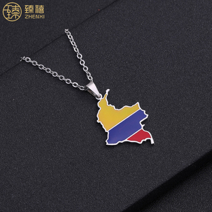 Zhenzxi-collar de acero inoxidable 2022 chapado en oro de 18K, resistente al goteo de aceite, colgante del mapa de Colombia para mujeres y hombres - Product Image 5