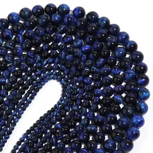 Natural Sapphire Lapis Blue Tiger Eye Gemstone Beads Round Spacer Lapis Lazuli Blue Tiger's Eye Stone Beads For Jewelry Making