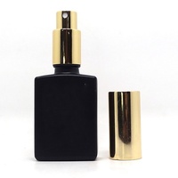 Flacons compte-gouttes en verre rectangulaires plats de luxe 15ml-100ml avec couvercle noir et or pour crème visage, sérum, huile essentielle
