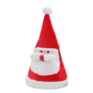 Iluminação 3D Chapéus de Natal com luzes Boneco De Neve Elétrico Chapéu Party Decor Kids Gift music Christmas Santa Hats light up Dance