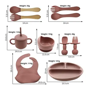 Vajilla Infantil de Diez Piezas, Kit de Alimentación para Bebés, Plato, Tazón, Cuchara, Tenedor, Babero de Silicona, <span class=keywords><strong>6</strong></span> <span class=keywords><strong>Meses</strong></span>+ - Product Image 3