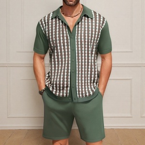 Camisa de punto a cuadros casual de seda helada para hombre, estilo europeo y americano, 100% algodón, para verano - Product Image 3