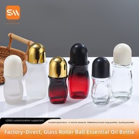 Botol Minyak Esensial Roll-On Kaca 30ml 50ml, Dapat Digunakan Kembali, Portabel, Wadah Kosong untuk Transfer Serum Antiperspiran, Botol Roller Kaca