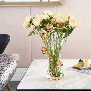 RORO Vasen blume moderne Luxuskunst zuhause dekorativ Orchidee Liebe Glas frisch getrocknet Chrysanthemum-Blumentasse für Haus Büro Dekor