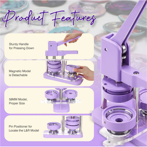<span class=keywords><strong>Quaff</strong></span> เครื่องทำป้ายโลหะทรงกลมติดกระดุมขนาด58มม. 2.25นิ้วคุณภาพสูงสภาพใหม่ - Product Image 4