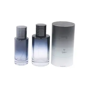 Alta qualidade claro redondo luxo personalizado fragrância vazio frasco de perfume 30ml 50ml 100ml com bomba spray perfume magnético cap