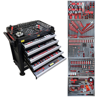Chariot à outils mécaniques robuste XingZhi SDSF--352, 352 pièces, 5 plateaux en mousse EVA, glissières industrielles, 4 roulettes pivotantes, chrome vanadium