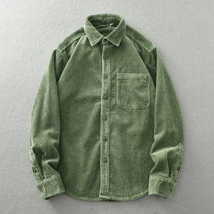 Sanmagno Camisa de pana informal de otoño para hombre Cálido Stylish100 % algodón con botones de manga larga de un solo pecho - Product Image 2