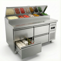 Table de préparation réfrigérée en acier inoxydable pour usage commercial et domestique avec tiroirs, station de travail réfrigérée pour la préparation de pizzas et de salades